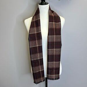 Unbranded Unisex Winter Scarf Woven Burgundy Black White Plaid 11.5 x 59 Inches
